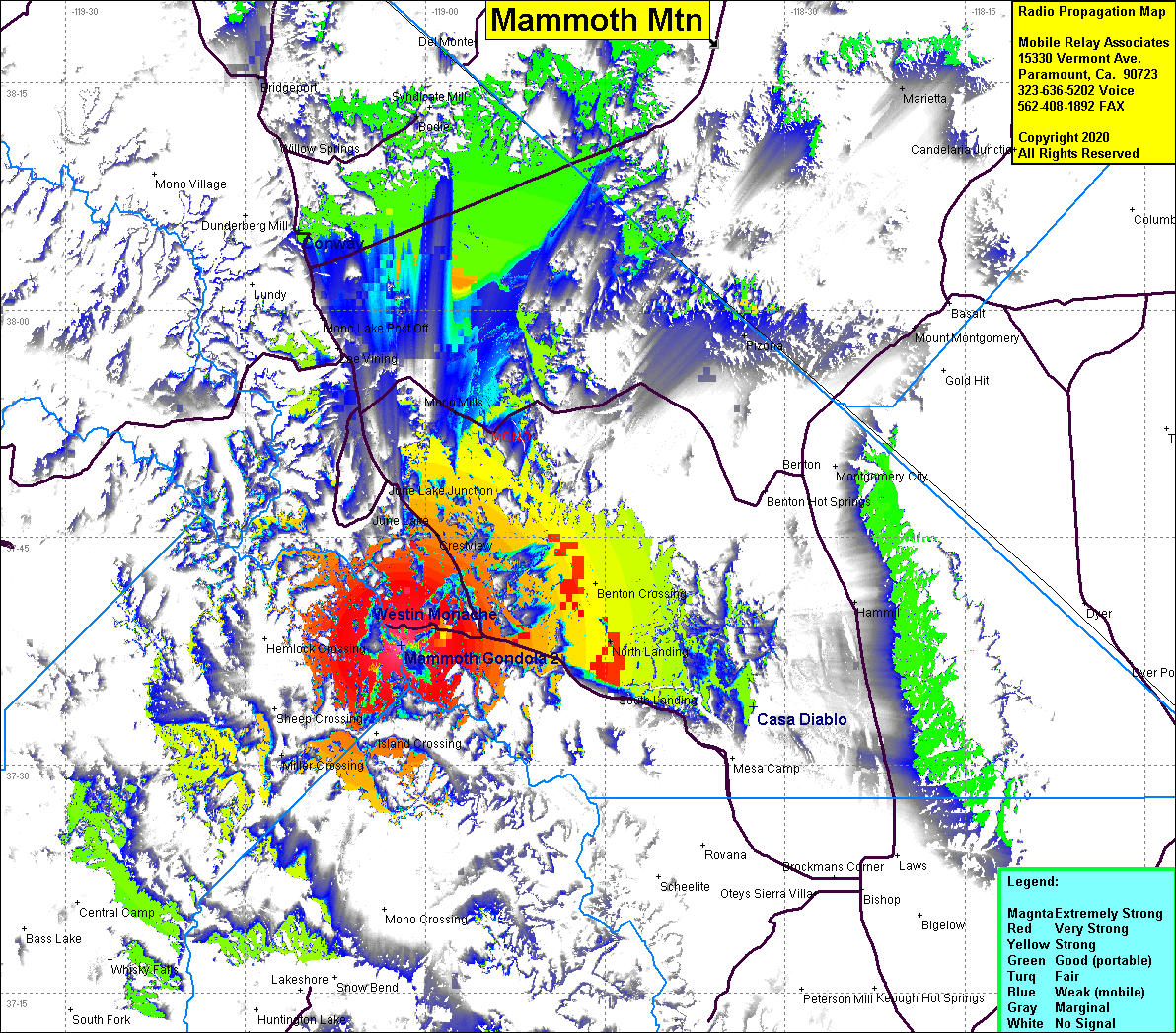 heat map radio coverage Mammoth Mtn